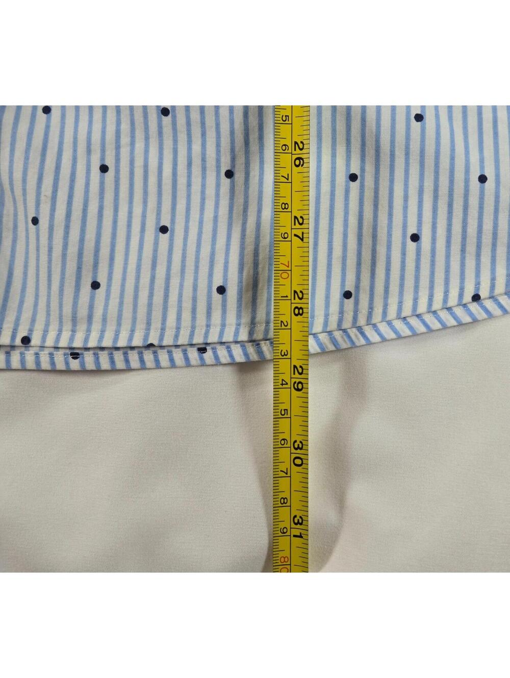 Chicos Womens 2 Large Button Down Shirt Blue White Stripe Polka Dots Pockets - Picture 3 of 6